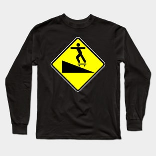 Skateboard Road Sign Long Sleeve T-Shirt